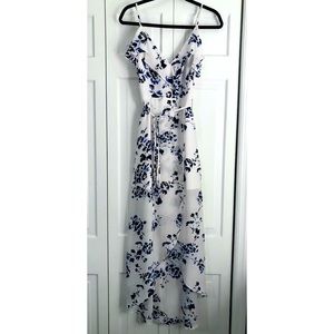 Design Lab White & Blue Floral Maxi Dress